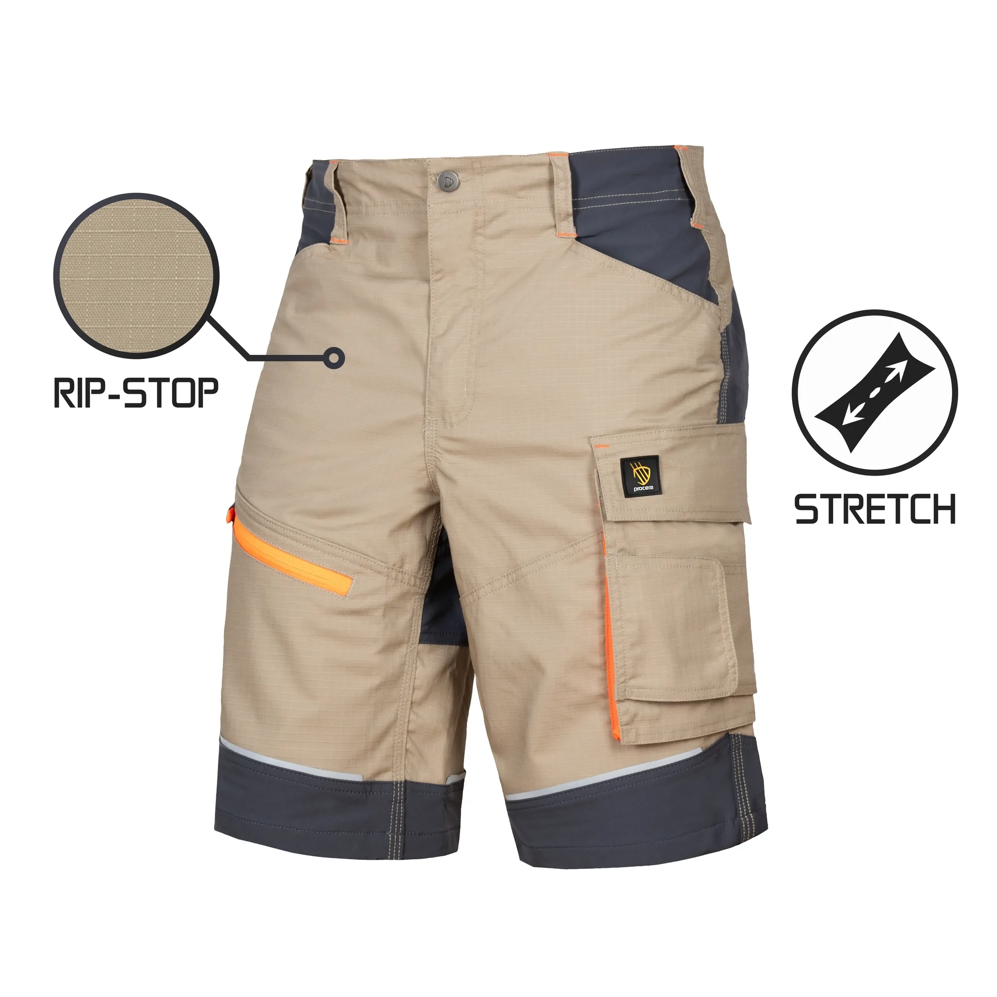 Procera Lido Khaki 4-WAY Short - Munkavédelmi rövidnadrág