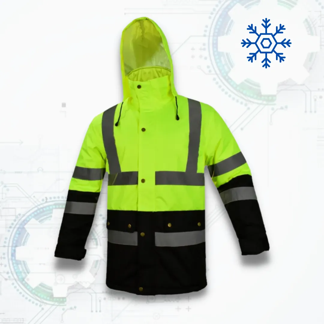 FLASH Bi Winter Yellow Long KRT Láthatósági téli munkavédelmi kabát